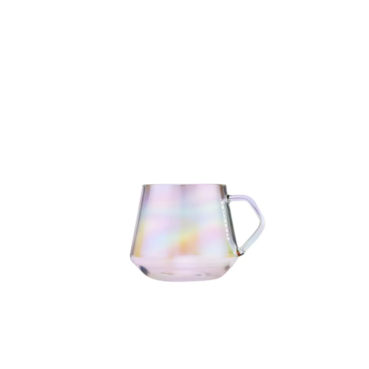 iridescentní skleněný hrnek s logem starbucks