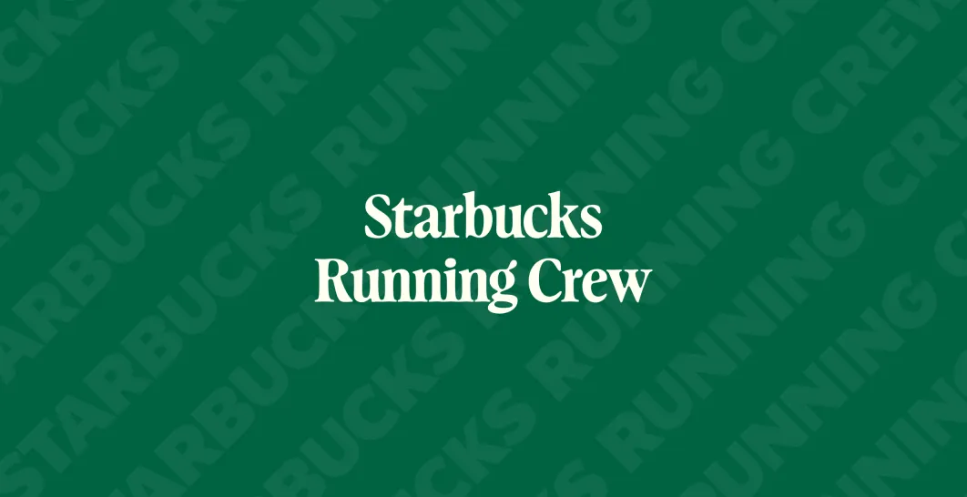 zelené pozadí se sirénou starbucks a textem starbucks running crew