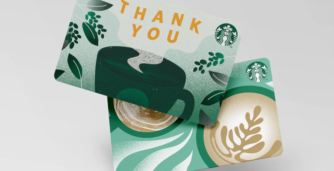 Two gift cards, one of them featuring the words “Thank You”.