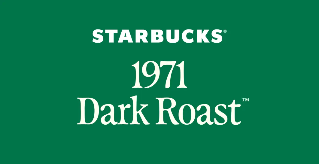 zelené pozadí s textem starbucks 1971 dark roast